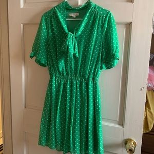 Green polka dot dress